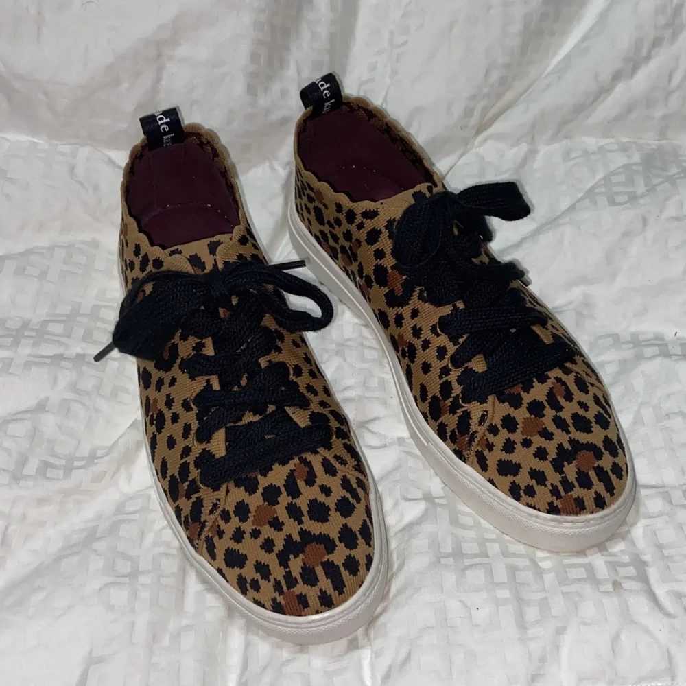 Kate Spade Abbie Knit Leopard Tennis Shoes 8